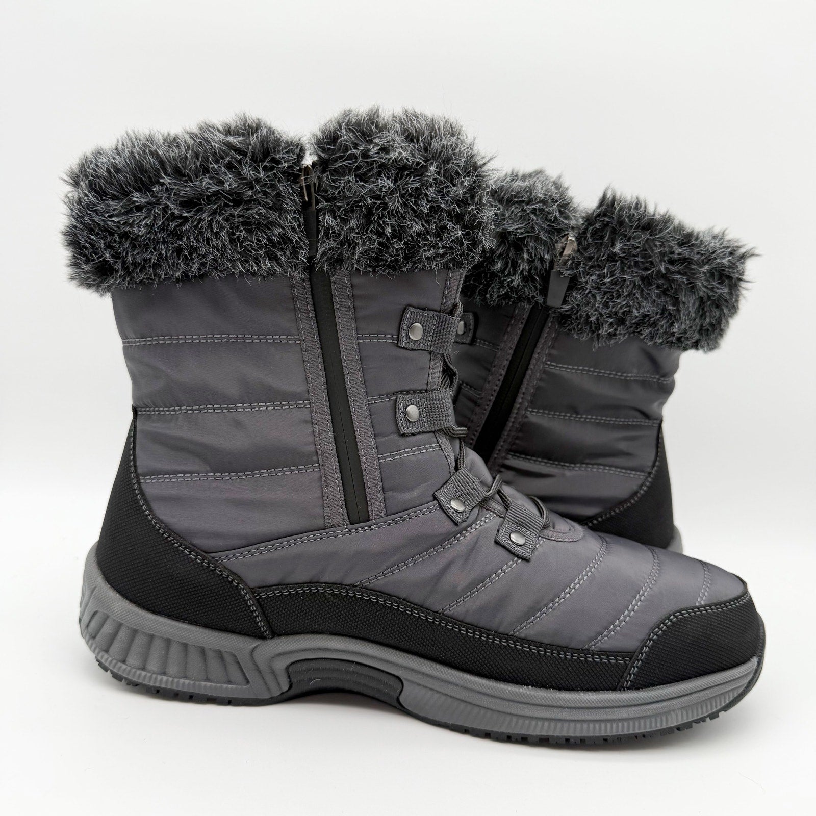 Orthofeet Womens Alps Snow Boots US 10 WIDE Grey Black Waterproof NWOB