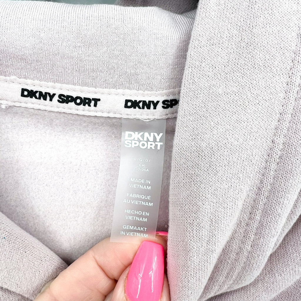 DKNY Women's Sequin Hoodie Large Pink Allure Pullover Sweatshirt NWT