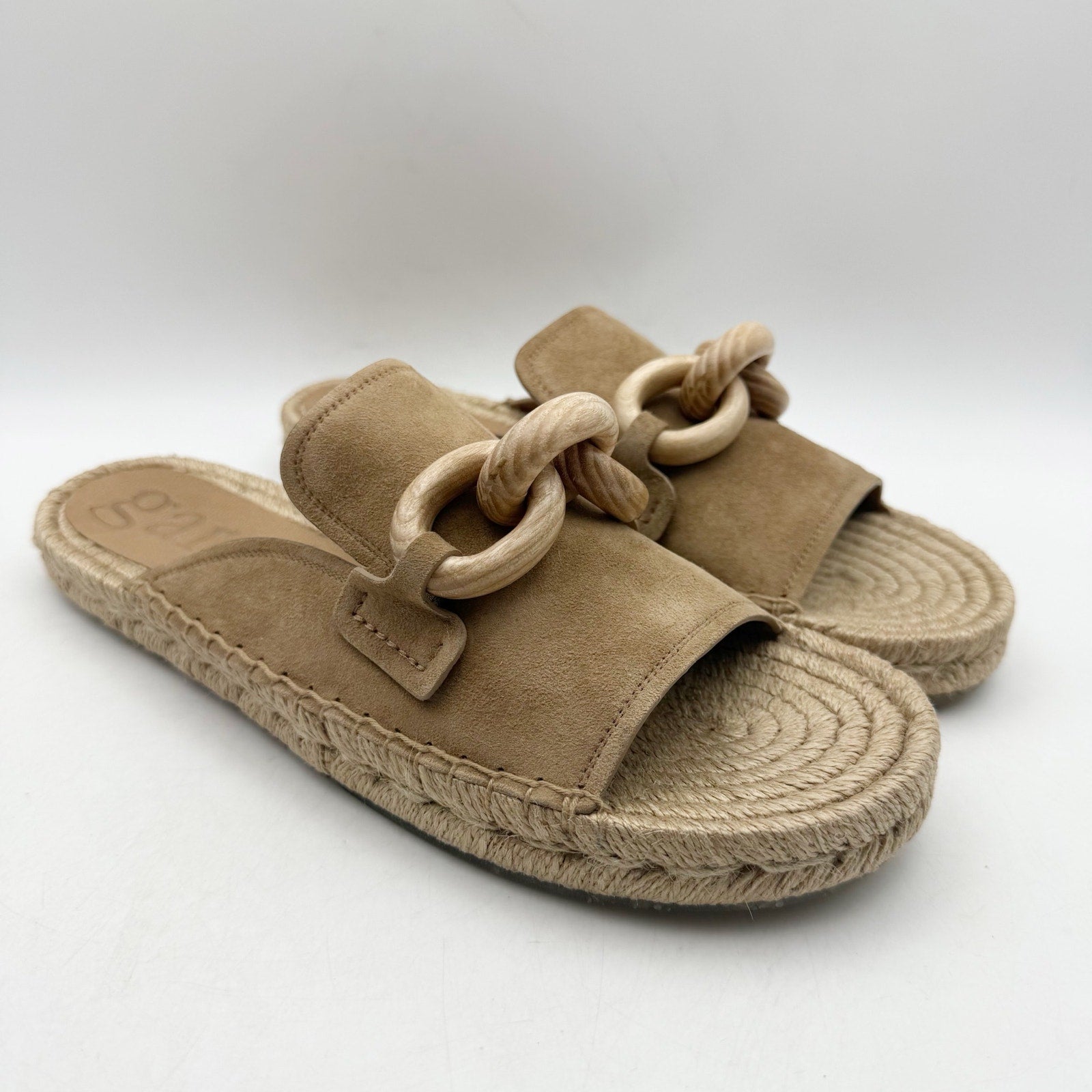 Pedro Garcia Womens Journey Slide Sandals EU 39.5 US 9.5 Tan Beige Leather NWOB