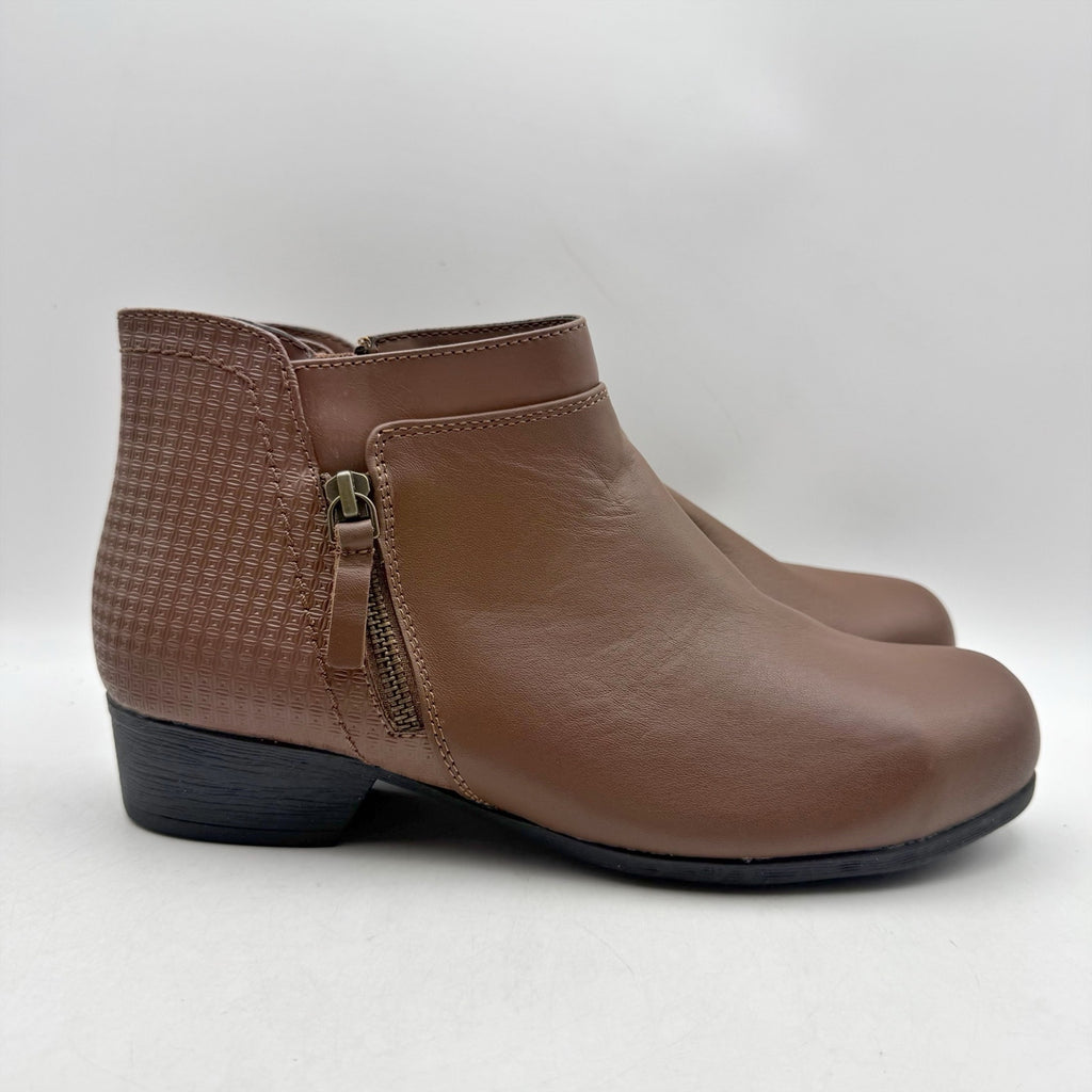 Rockport Womens Carly Alloy Toe Work Booties Size 8.5 Brown Leather NWOB