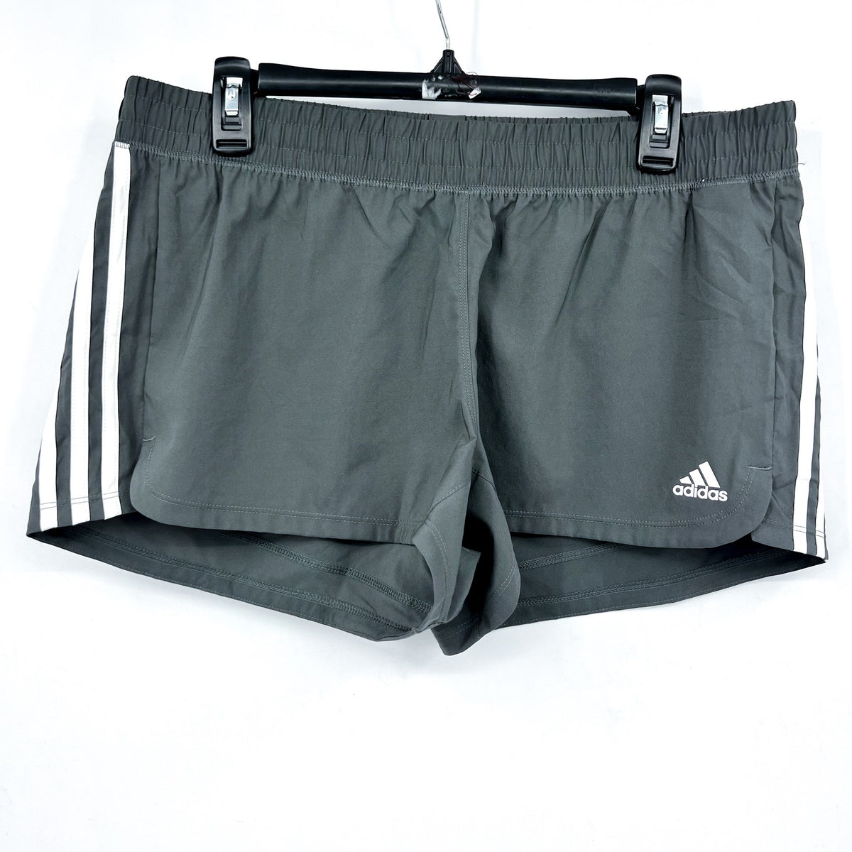 ADIDAS Women's Pacer 3-Stripes Athletic Shorts Large Grey White NWT