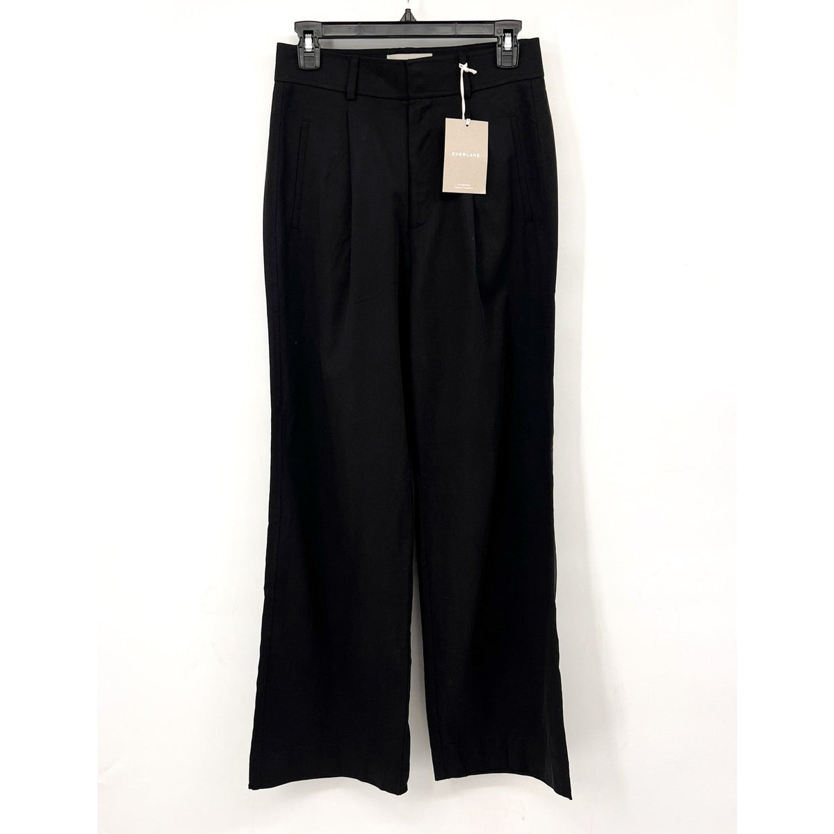 Everlane Womens The Way-High Drape Pants Sz 4 30" Inseam Pleated Black NWT