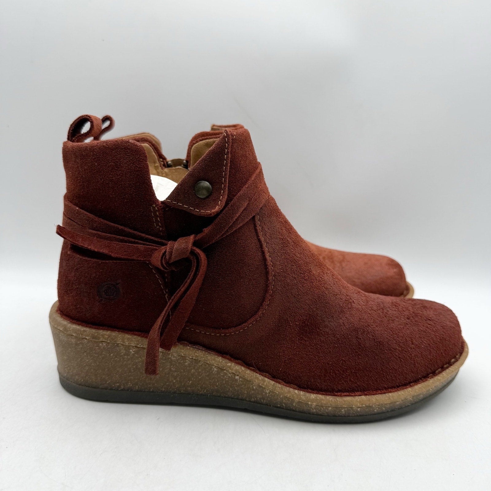 Born Womens Vaughn Ankle Booties US 8 M EU 38.5 Red Distressed Suede NWOB