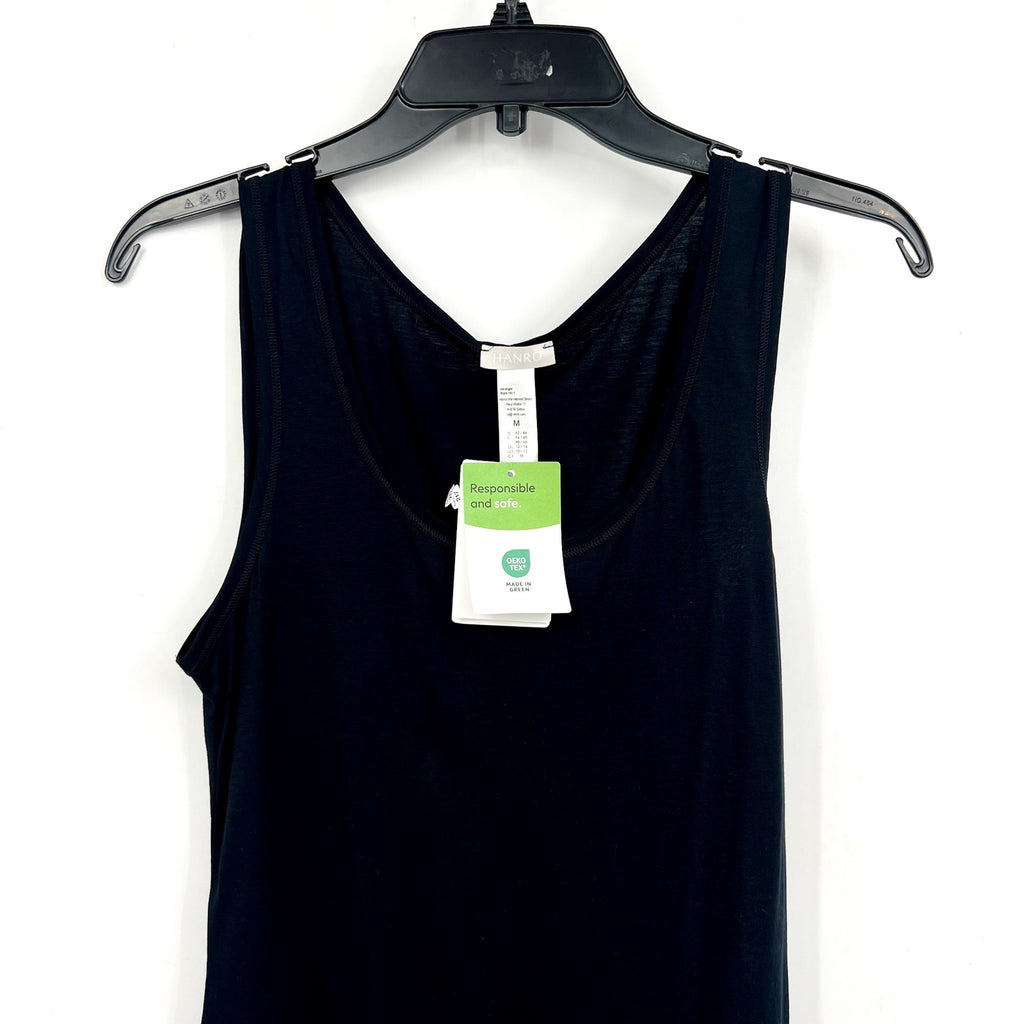 HANRO Women's Ultralight Tank Top Medium US 10/12 Black Scoop Neck NWT