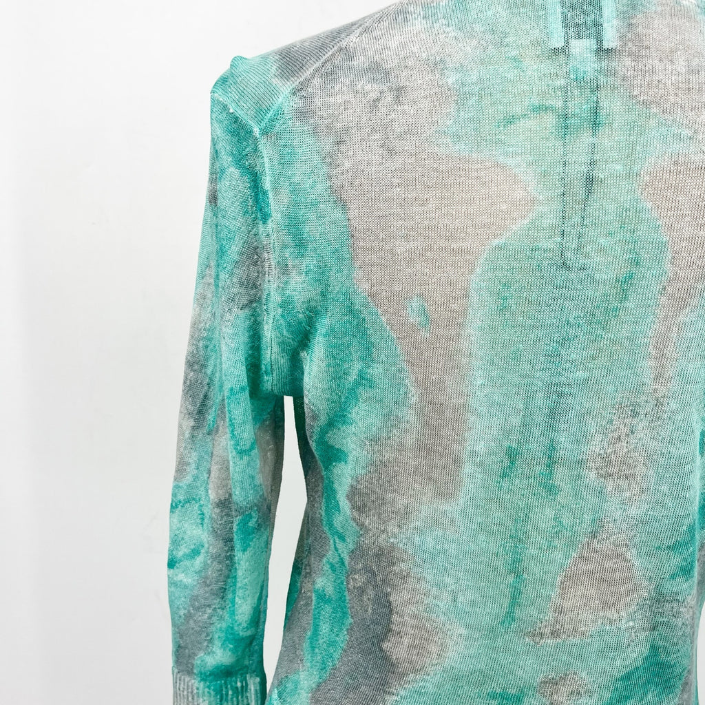 NIC + ZOE Women's Watercolor Waves 4-Way Cardigan Medium Green Grey Top NWT