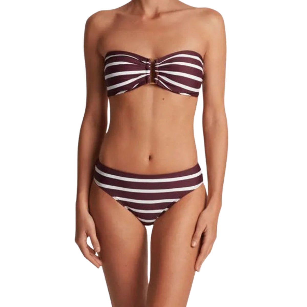 LAUREN RALPH LAUREN Womens Lago Stripe Hipster Bikini Bottom Size 12 Red NWT