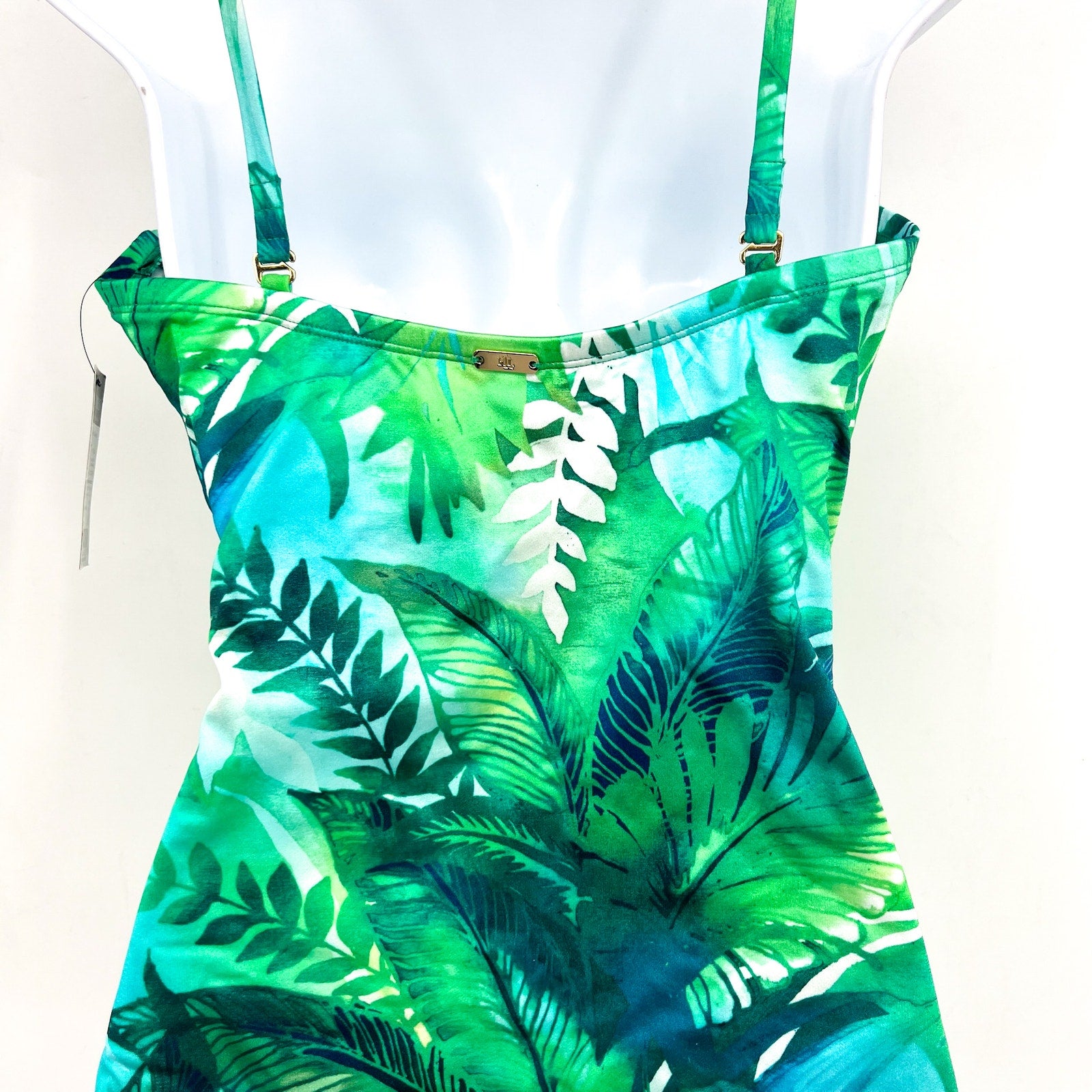 LAUREN RALPH LAUREN Women's One-Piece Swimsuit Size 10 Green Cartago Palms NWT