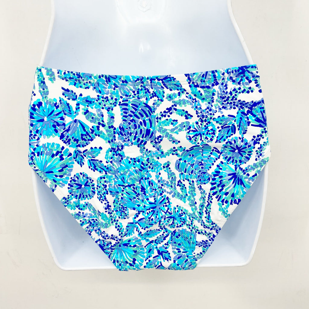 LILLY PULITZER Yarrow High-Waisted Bikini Bottom Size 2 Blue Turquoise Oasis NWT