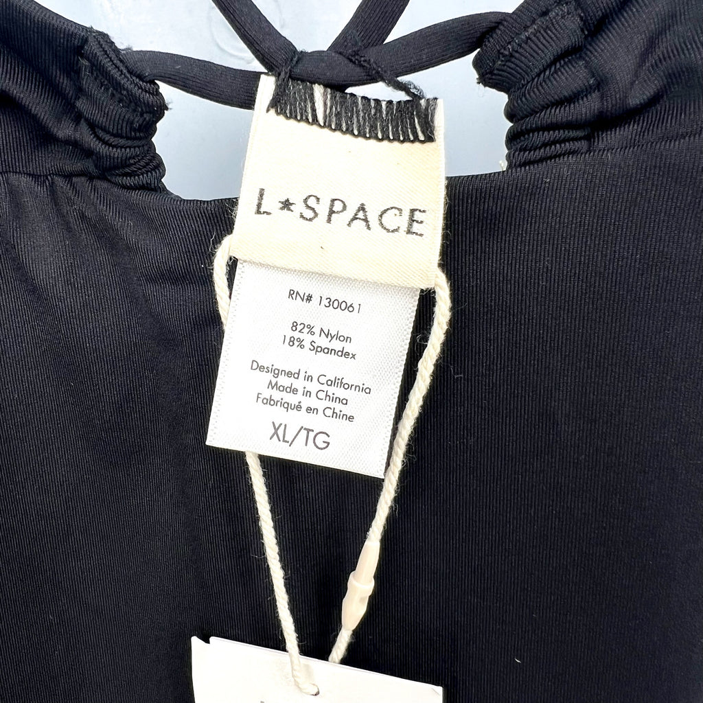 L*SPACE Women's Bondi One Piece Swimsuit XL Black Cut Out Open Back NWT