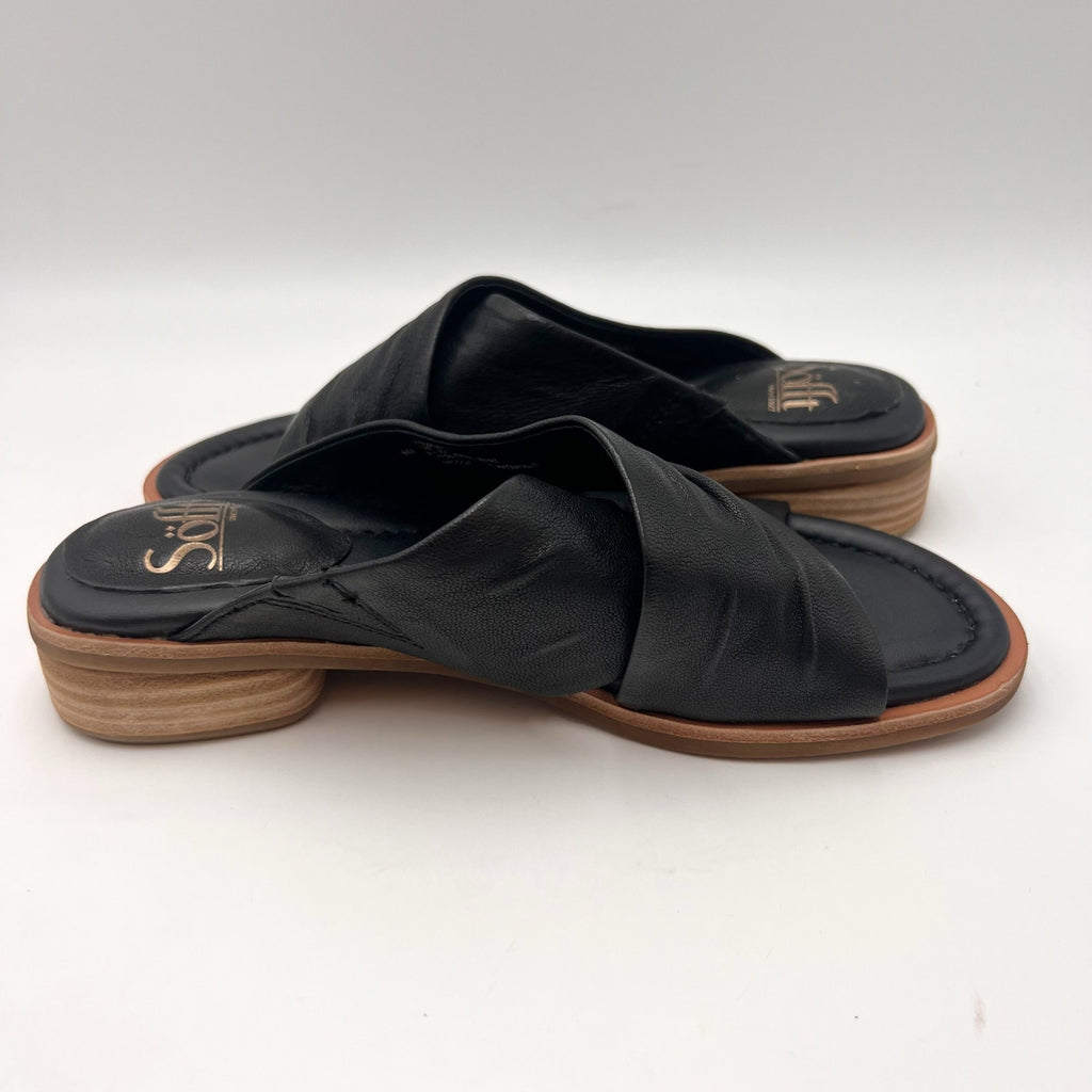 Sofft Womens Fallon Slide Sandals Size 6 M Black Leather Slip On NWOB