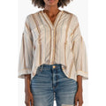 KUT FROM THE KLOTH Zuma Stripe Shirt Small Ivory Gold Rose Buttons NWOT