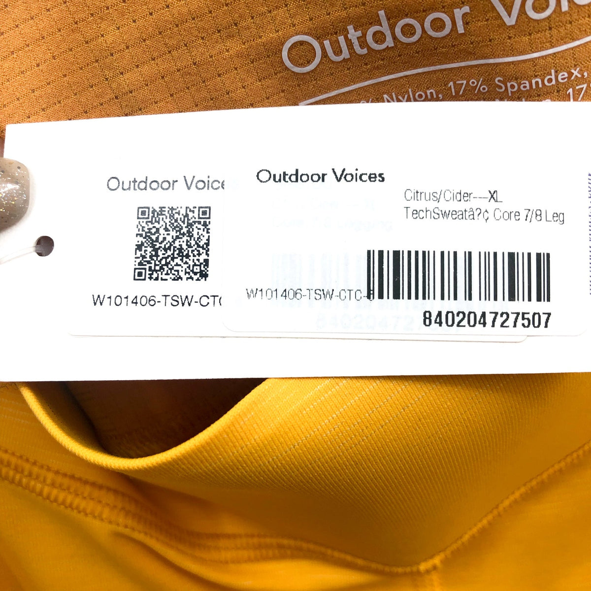 OUTDOOR VOICES Women's TechSweat Core 3/4 Legging XL Yellow Citrus Cider NWT
