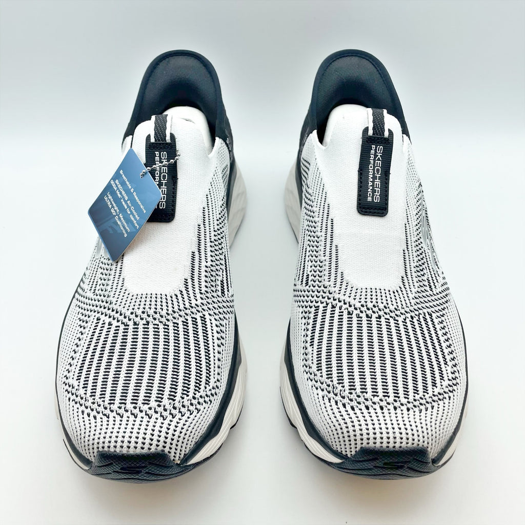 Skechers Men's Max Cushioning Elite Slip On Sneakers Size 9 Black White Knit NIB