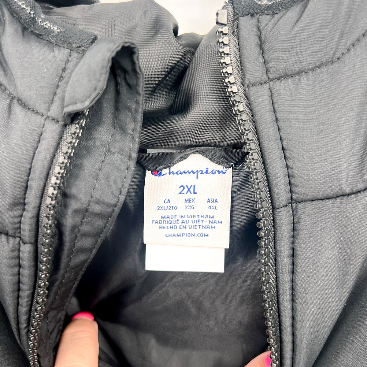 CHAMPION Men's Down Hooded Winter Jacket 2XL Plus Black Water Resistant NWT