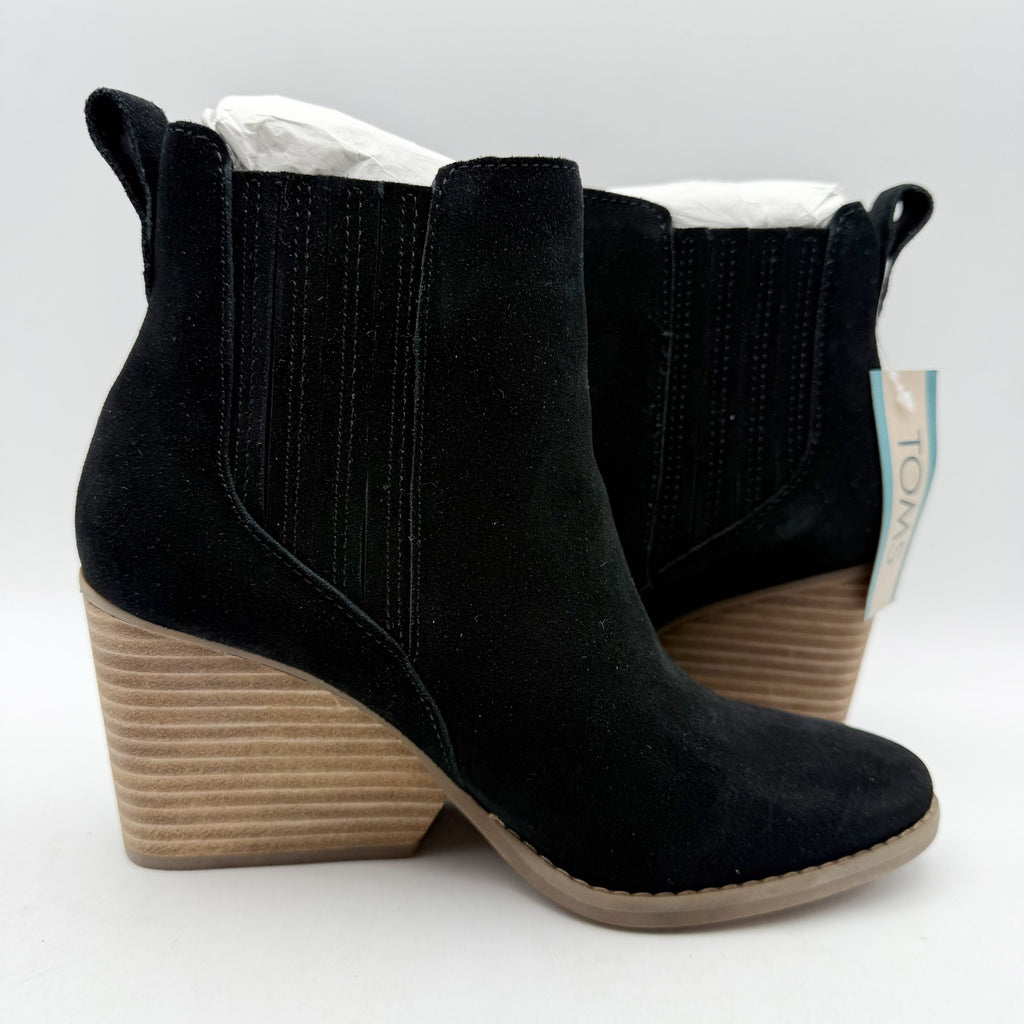 Toms Womens Noa Ankle Boots Size 5 EU 35.5 Black Suede Pull On NIB