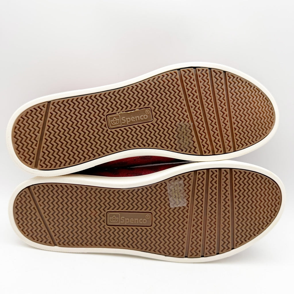 Spenco Womens Santa Maria Batik Sneakers Size 7.5 Red Canvas Casual Slip On NIB