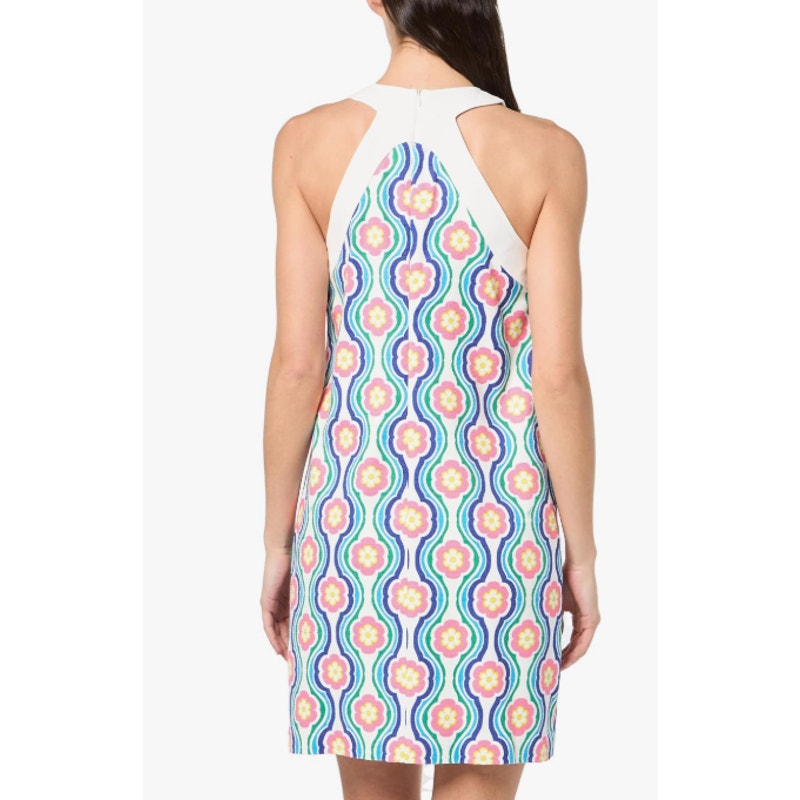 TRINA TURK Women's Halter Triton Dress Size 4 Gulfstream White Multi Floral NWT