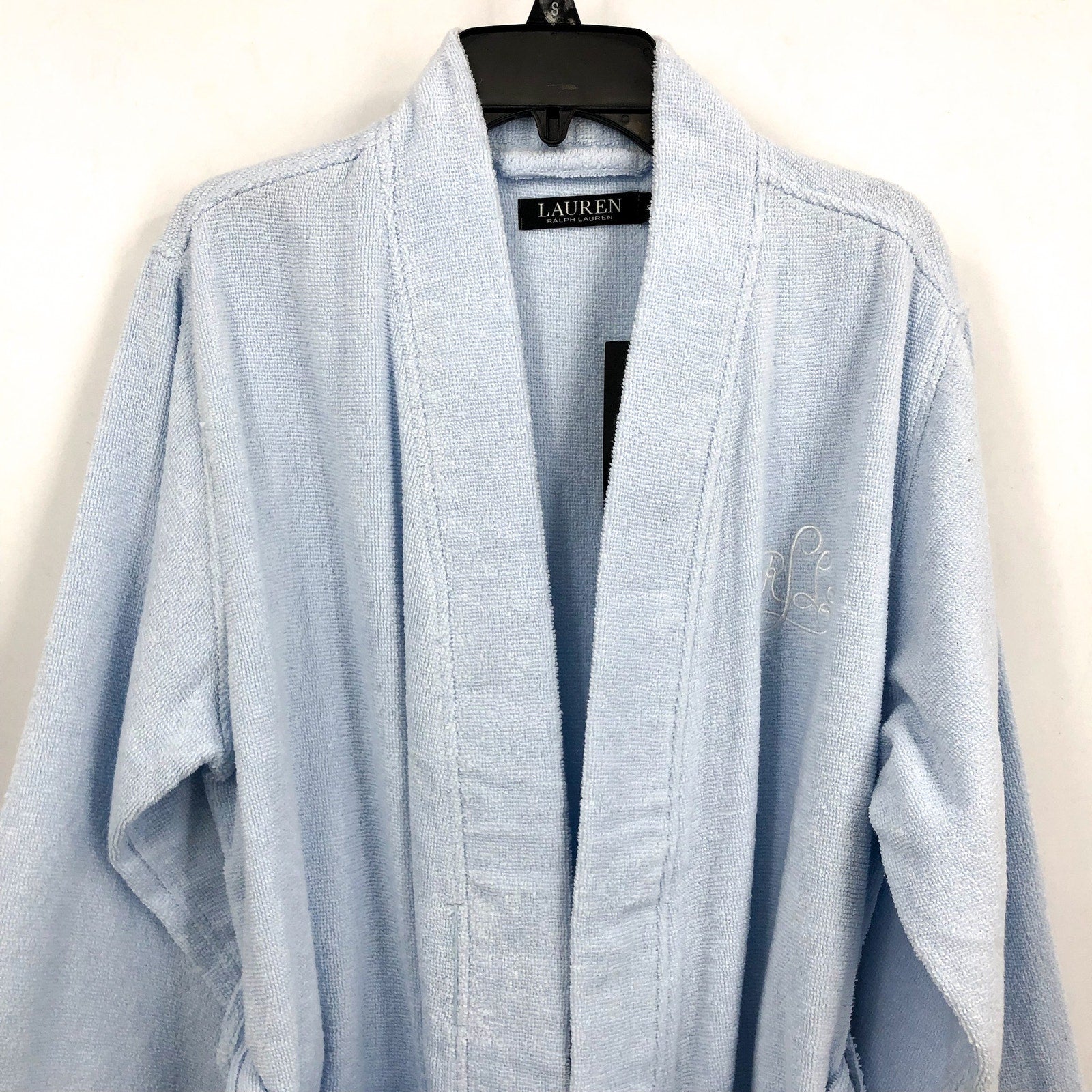 LAUREN RALPH LAUREN Greenwich Bath Robe Small Estate Blue Woven Terry NWT