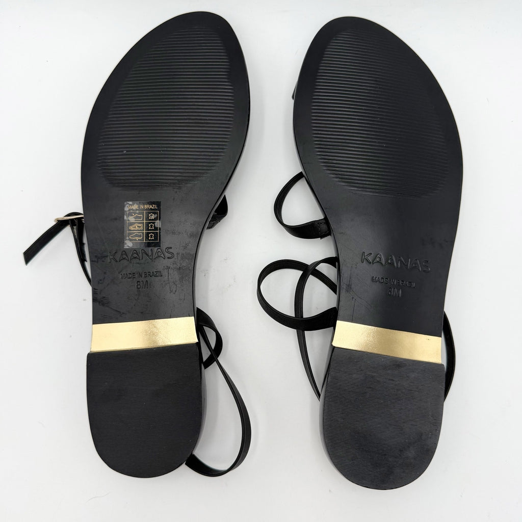 KAANAS Womens Vitoria Gladiator Flat Sandals Size 8 M Black NIB