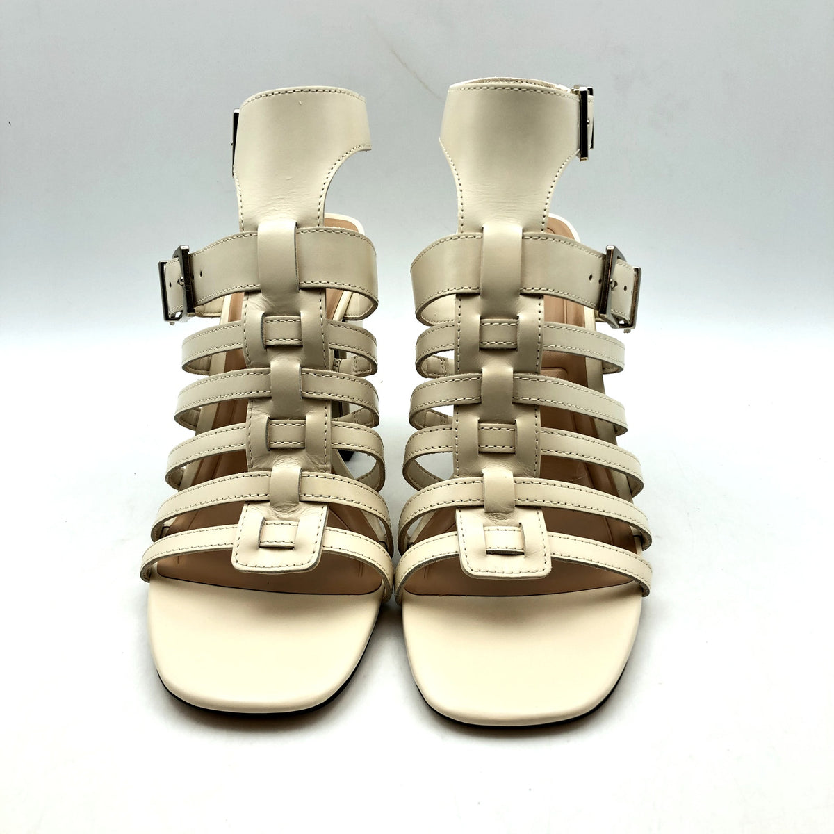 Vince Camuto Womens Hicheny Caged Sandals Size 5.5 Cream Leather Heels NIB