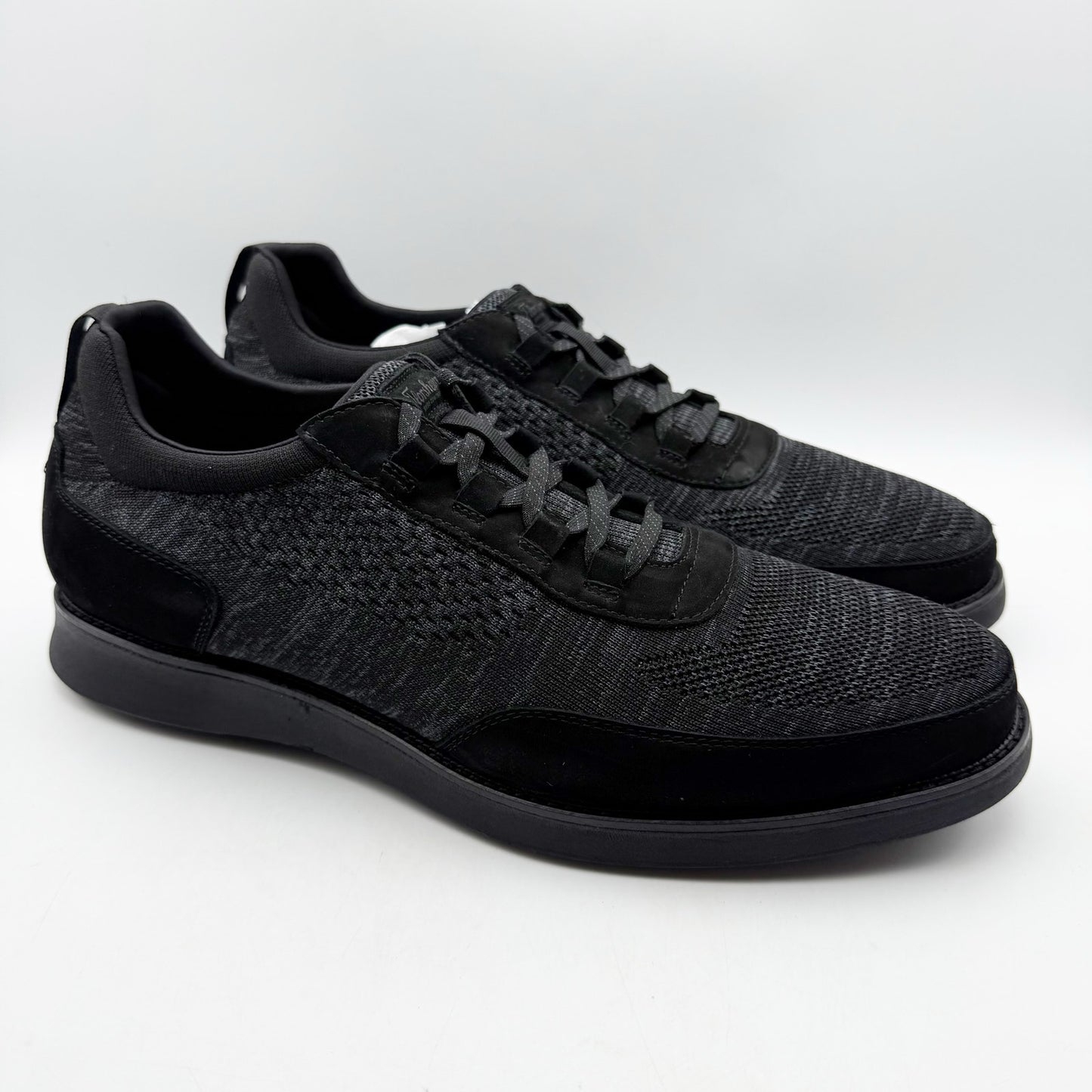 Florsheim Mens Launch Elastic Lace Sneakers US 13 Wide Black Knit Slip On NIB