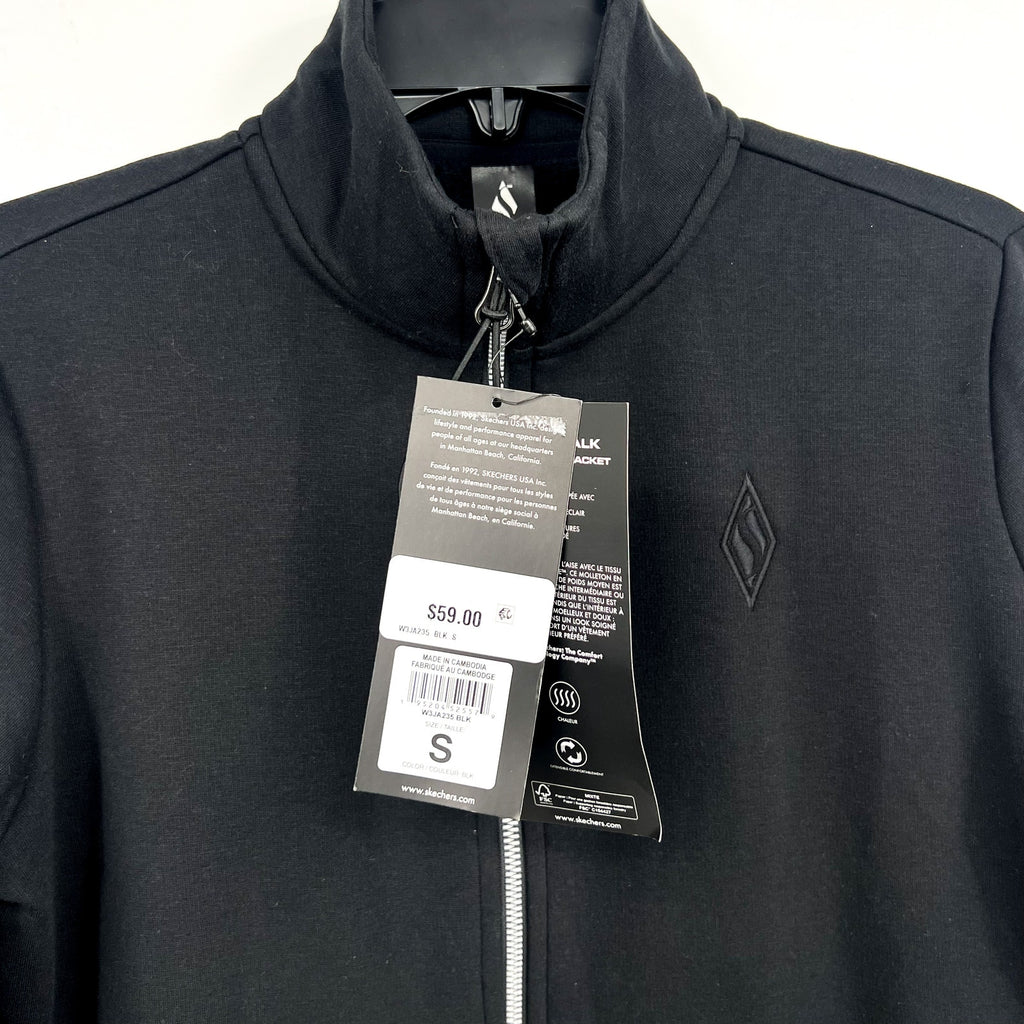 SKECHERS Women's GO Snuggle Full Zip Jacket Small Bold Black Long Sleeve NWT