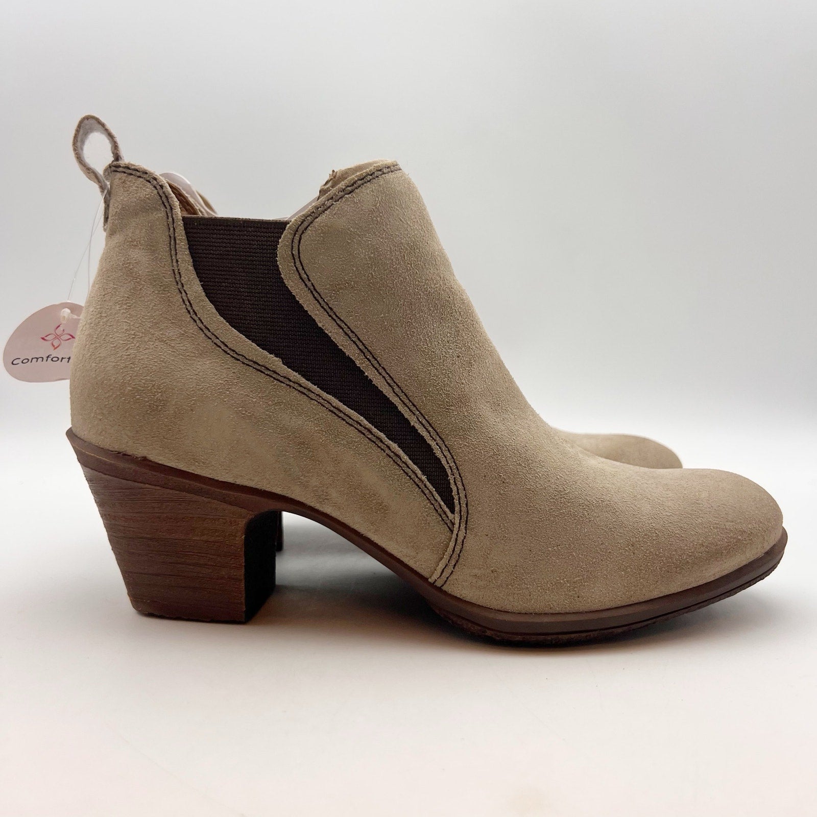 Comfortiva Womens Bailey Ankle Booties Size 8.5 EU 40 Tan Light Grey Leather NIB