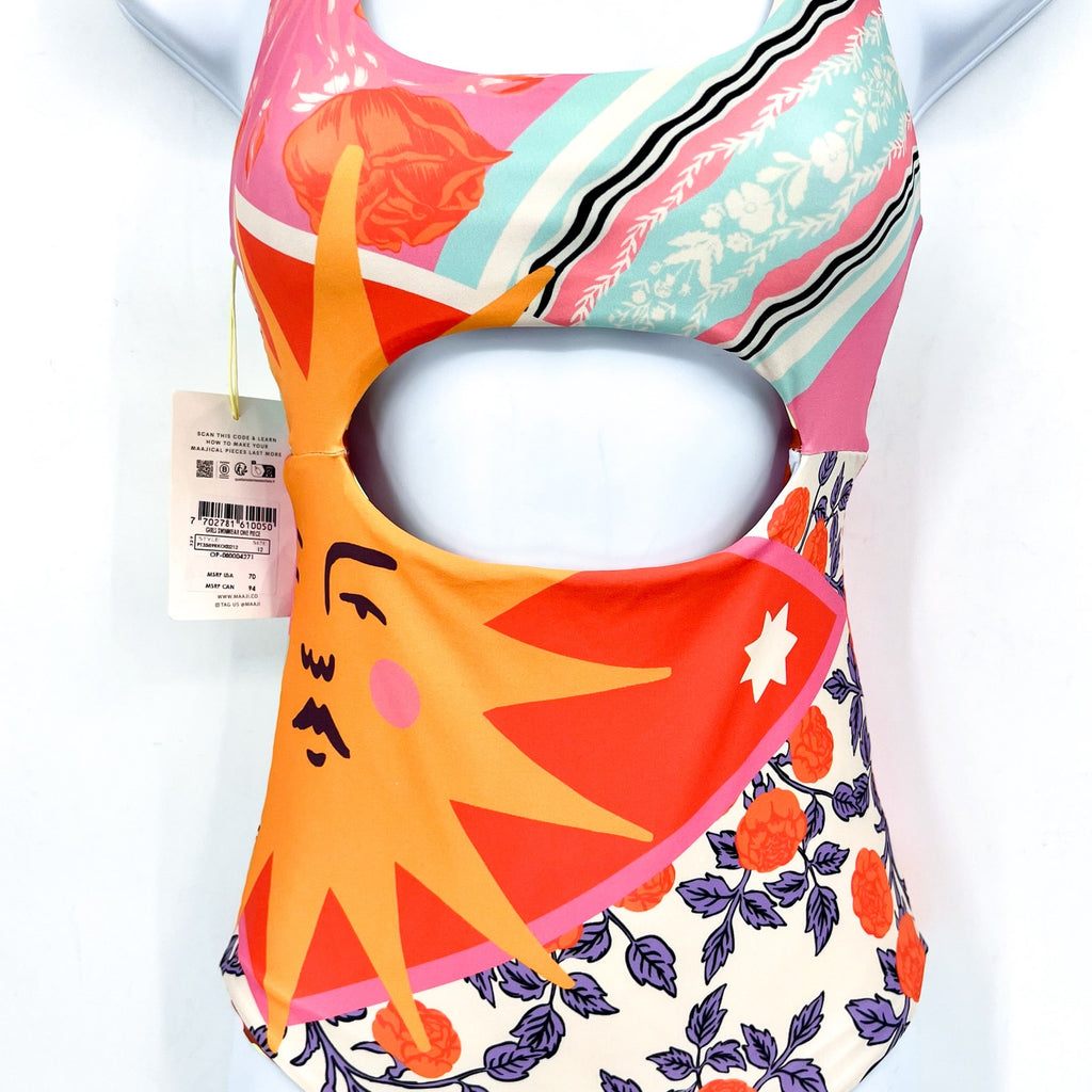 MAAJI Reversible Confetti One Piece Swimsuit Girl's 12 Pink Sundance Multi NWT