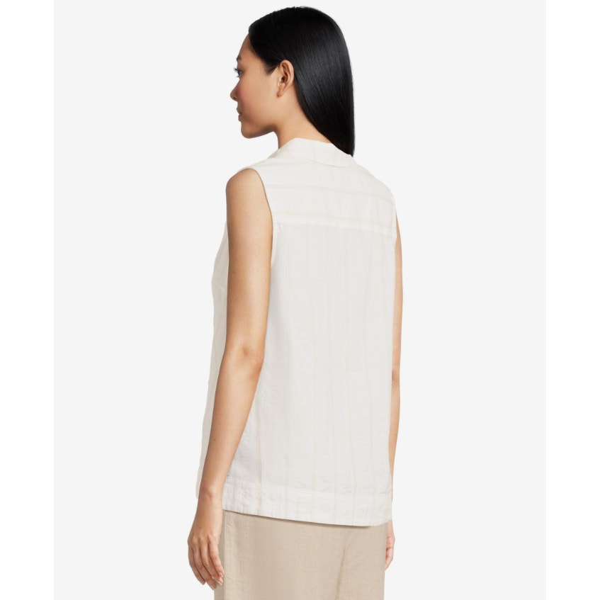 TOMMY BAHAMA Womens Palm View Popover Top Small White Linen-Blend Striped NWT