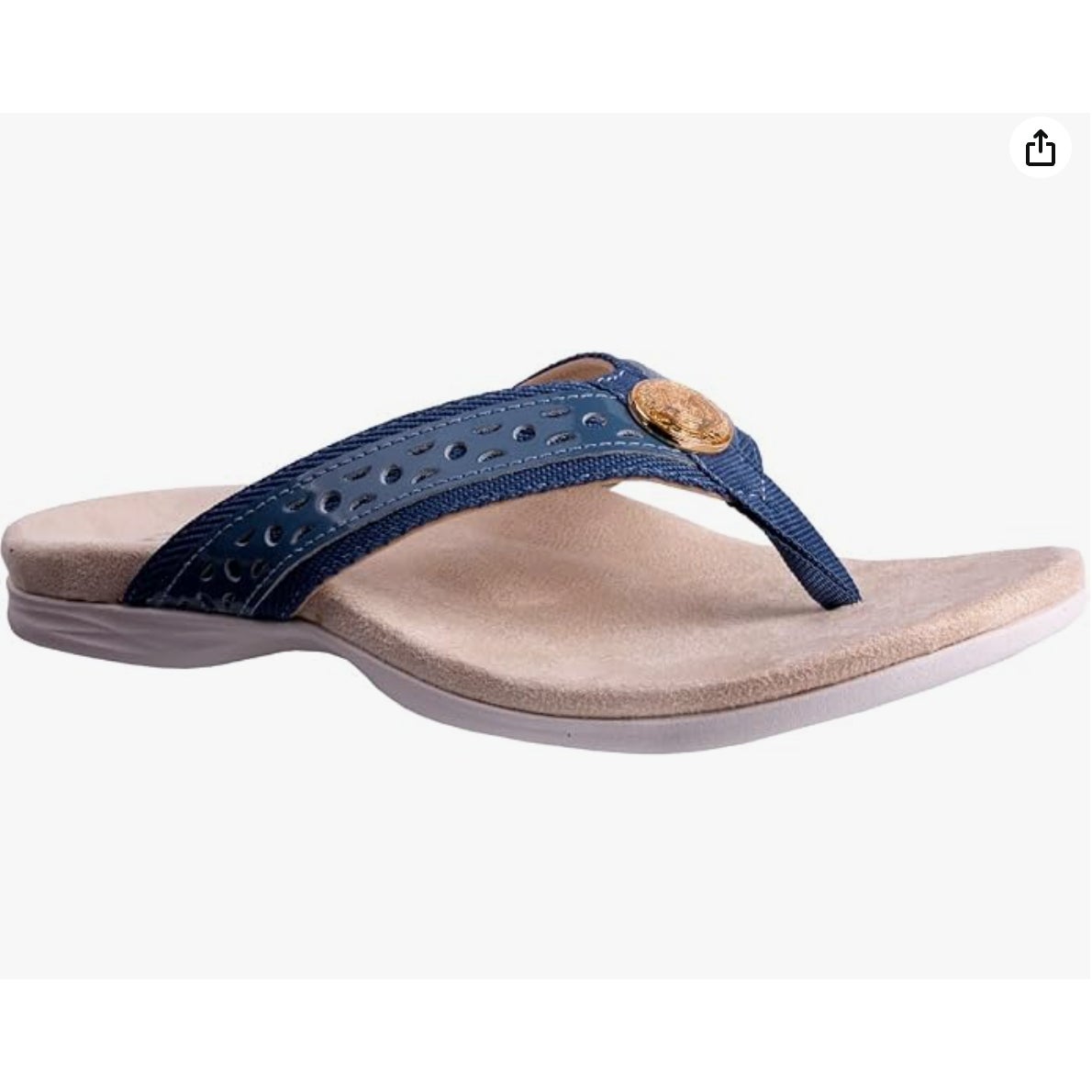 SPENCO Women's Starboard Flip Flop Sandals Size 6.5 WIDE Blue Stone NIB