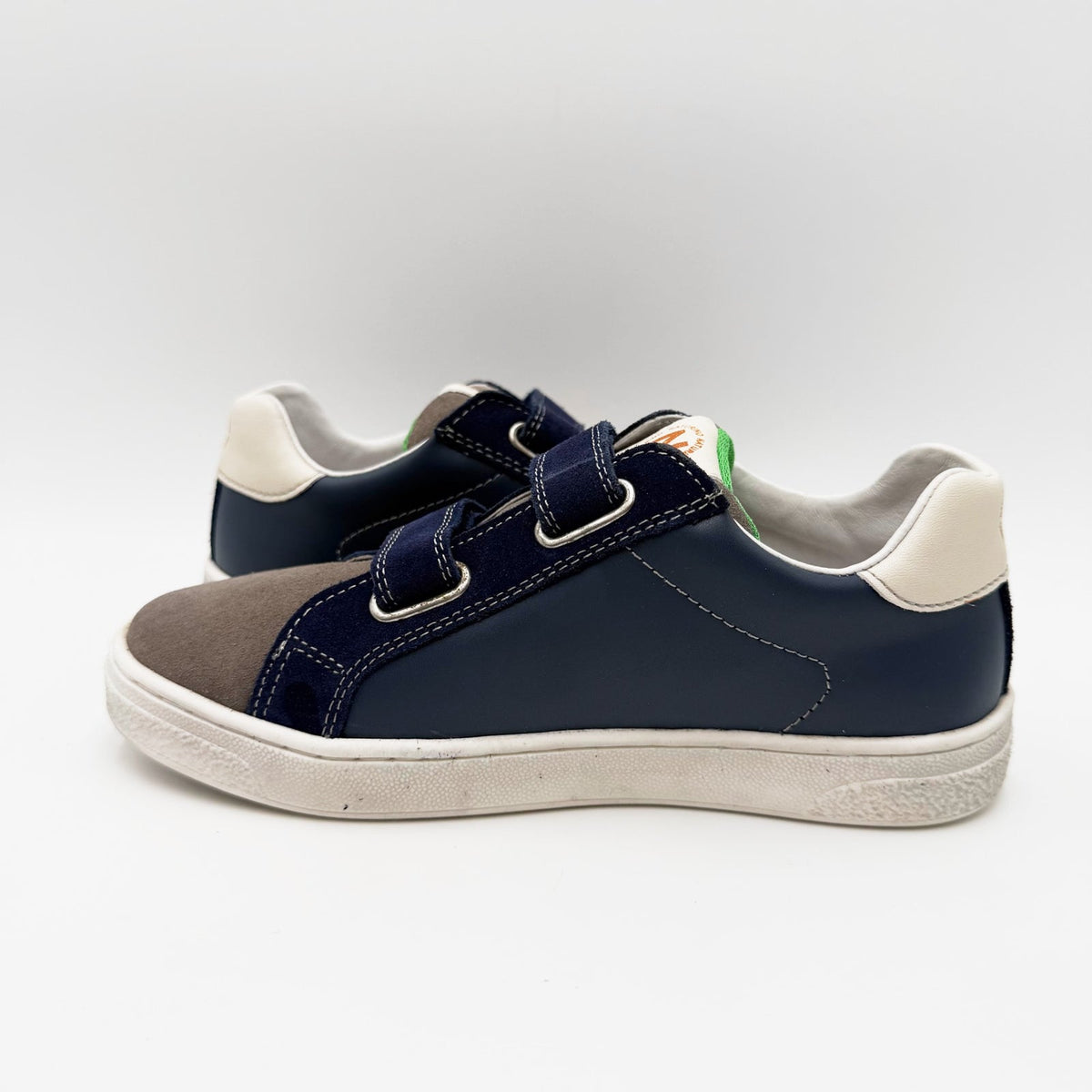 Naturino Boys Pinn VL Hook and Loop Sneakers Size 1.5 EU 32 Gray Navy Blue NIB