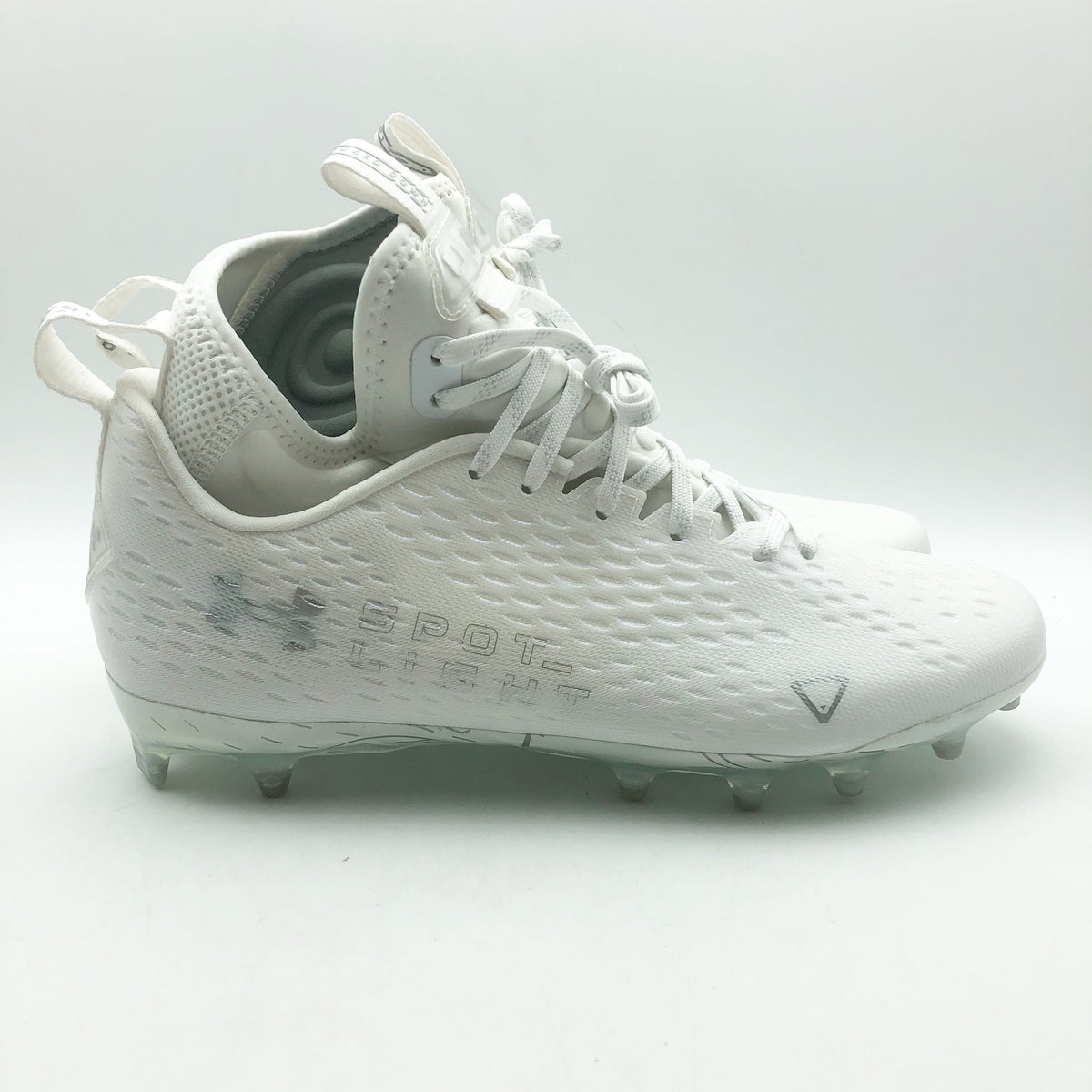 Under Armour Mens Spotlight Lux MC 2.0 Football Cleat Size 9.5 White Silver NWOB