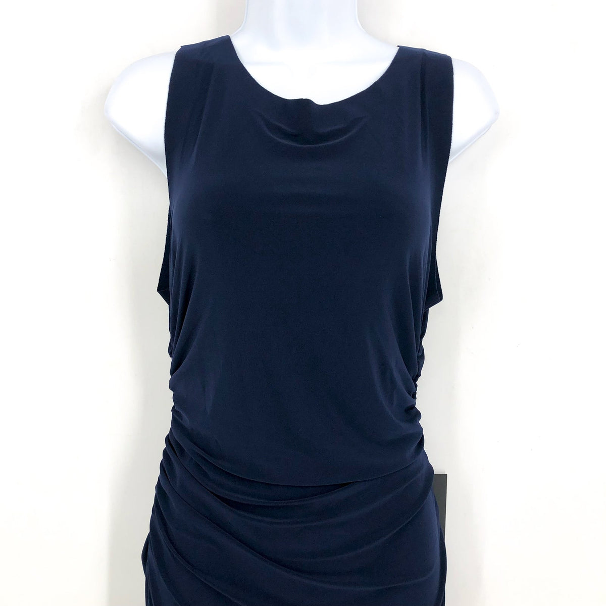 NORMA KAMALI Women's Sleeveless Shirred Waist Gown Large/40 Blue True Navy NWT
