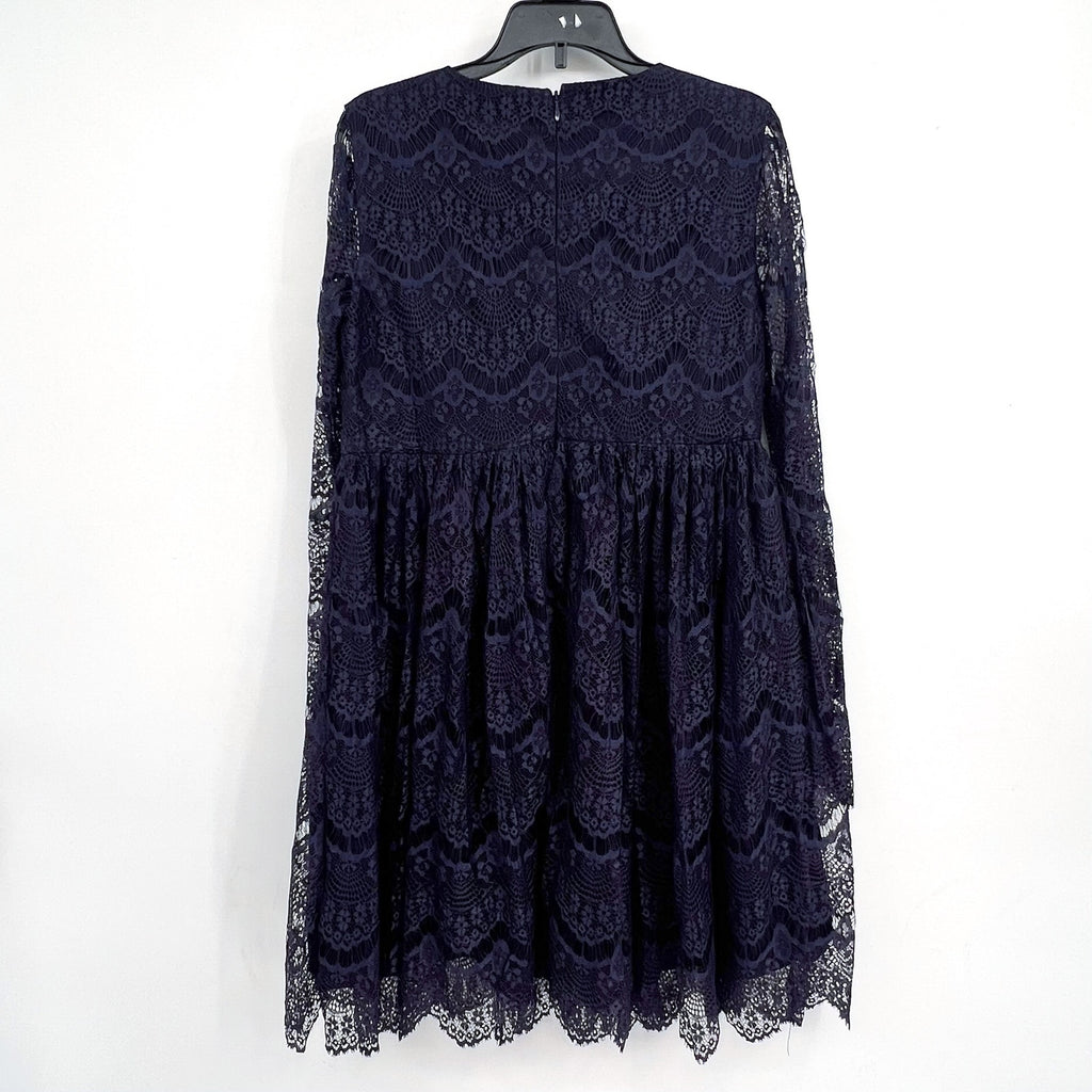 BARDOT Girls Gertrude Lace Dress Size 18 Navy Blue Long Sleeve NWT