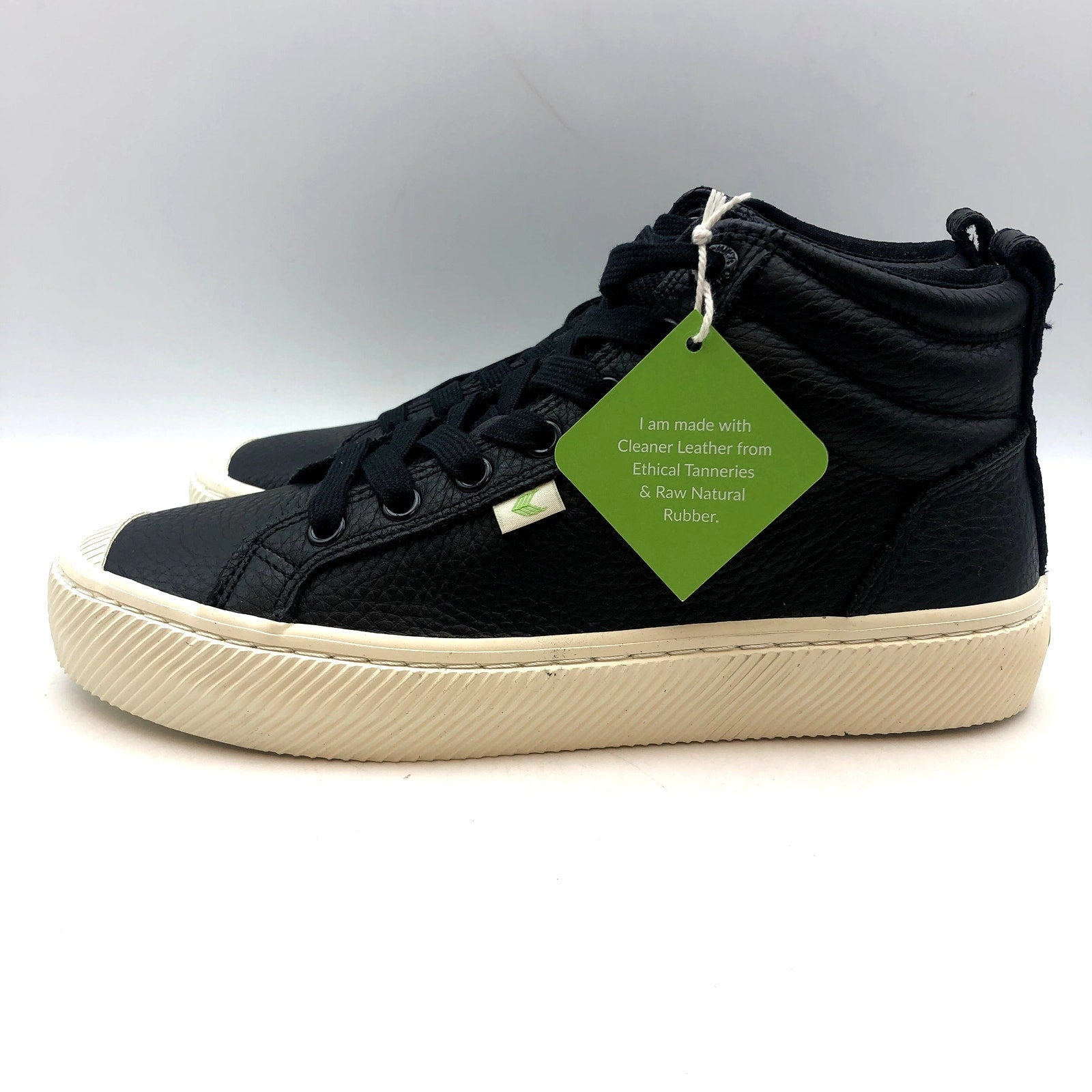 Cariuma OCA High Sneakers Womens 7.5 Mens 6 Black Premium Leather NIB