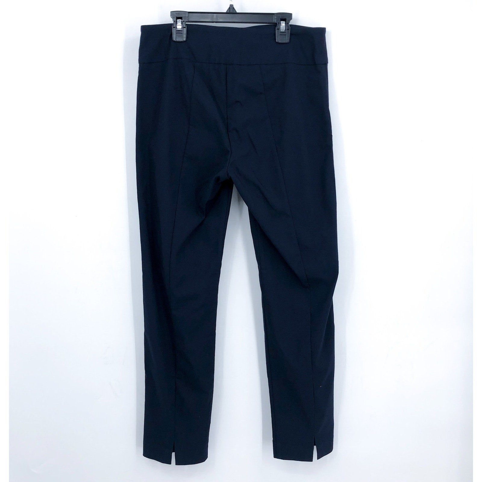 ELLIOTT LAUREN Womens Control Pull On Ankle Pant Size 10 Navy Blue Slit NWOT
