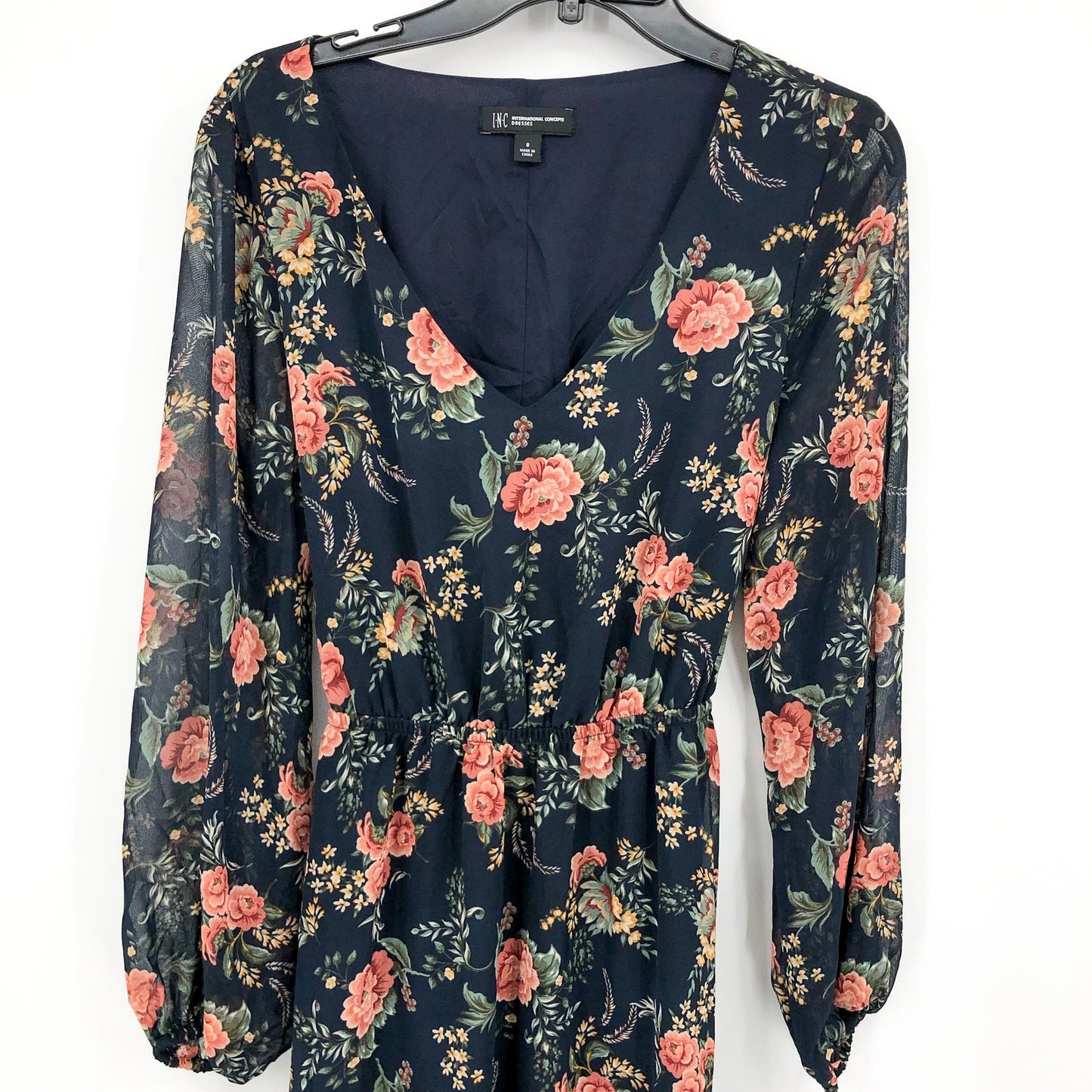 I.N.C. INTERNATIONAL CONCEPTS Maxi Dress 8 Blue Print Tidal Floral Boho NWT