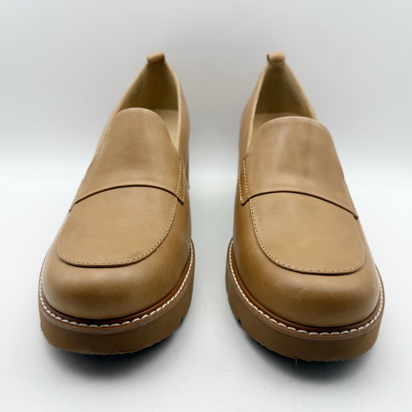 Naturalizer Womens Darry Loafers US 11 Narrow Tan Leather Lug Sole Slip On NIB