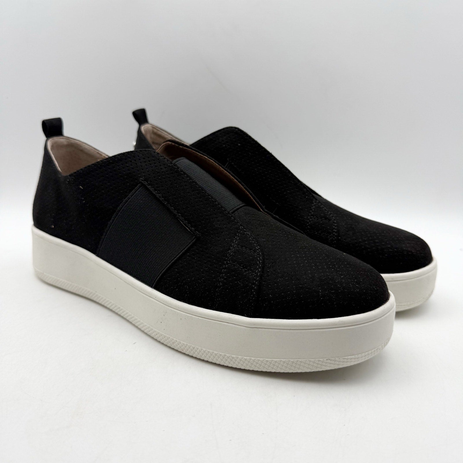 Steve Madden Womens Brad Sneaker US 9.5 Black Vegan Suede Slip On NWOB
