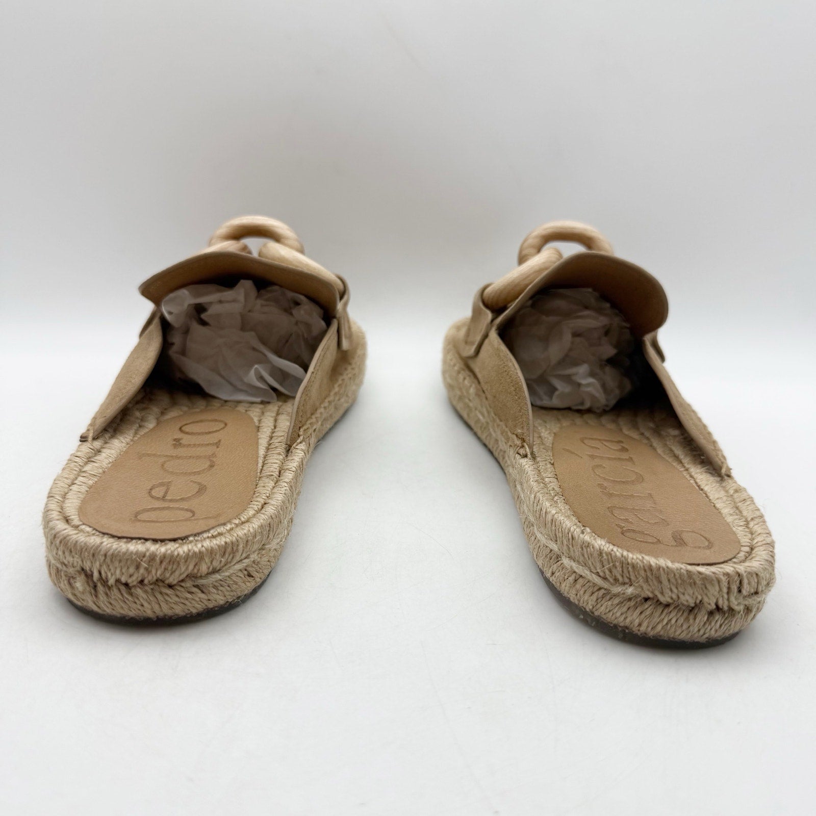 Pedro Garcia Womens Journey Slide Sandals EU 39.5 US 9.5 Tan Beige Leather NWOB