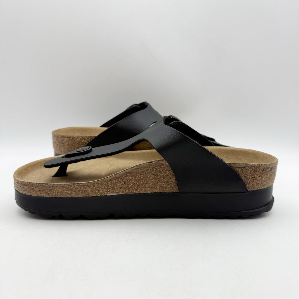 Birkenstock Papillio Womens Gizeh Platform Sandals EU 37 US 6 Black Leather NWOB