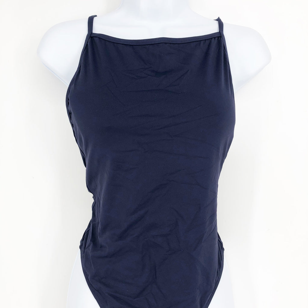 ANDIE SWIM Paloma One Piece Swimsuit Medium Tall 8-10 Navy Blue High Neck NWT