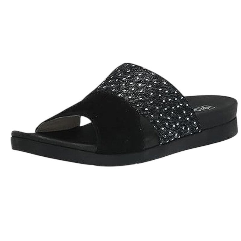 Spenco Womens Dawn Slide Sandals US 8 Wide EU 38.5 Black Suede NIB