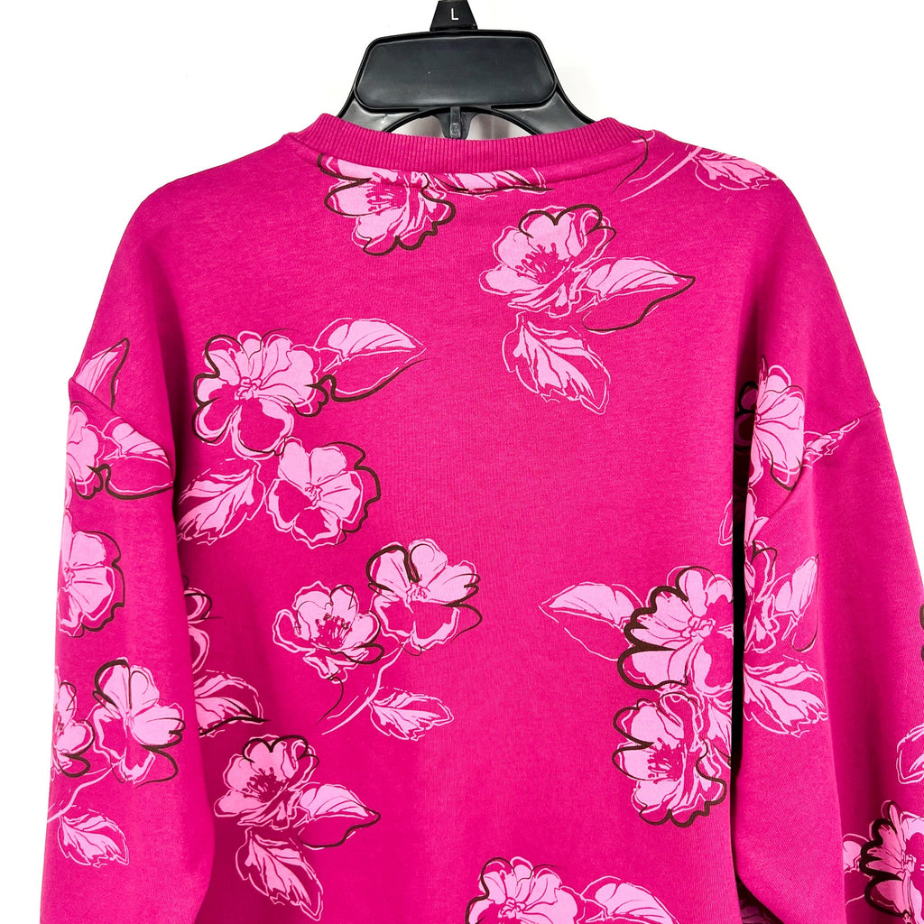 PUMA Women's Essentials Floral Vibes Sweatshirt Small Pink Magenta Crewneck NWT