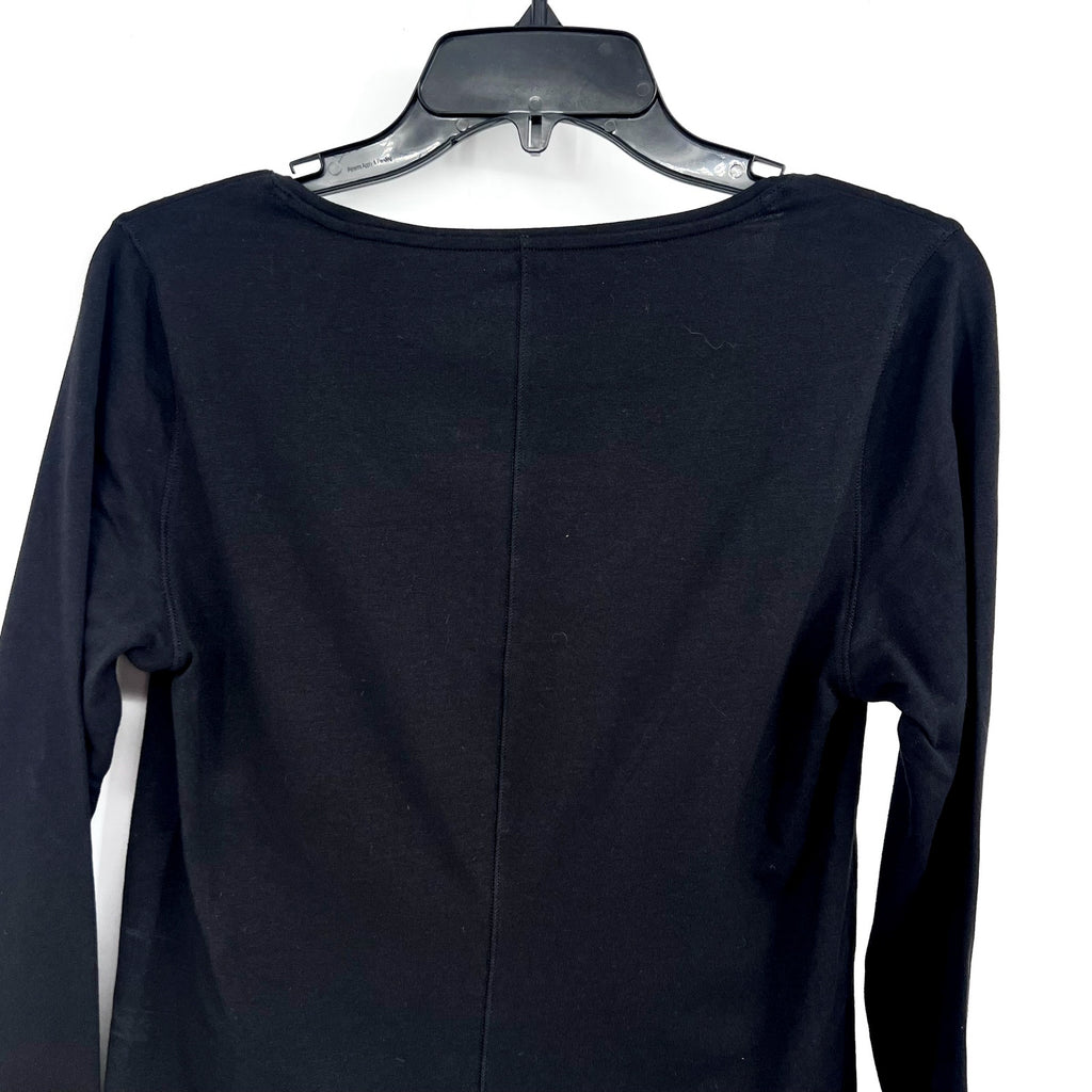 EVERLANE Women's The Supima Form Ballet Neck Tee Medium Black Long Sleeve NWT