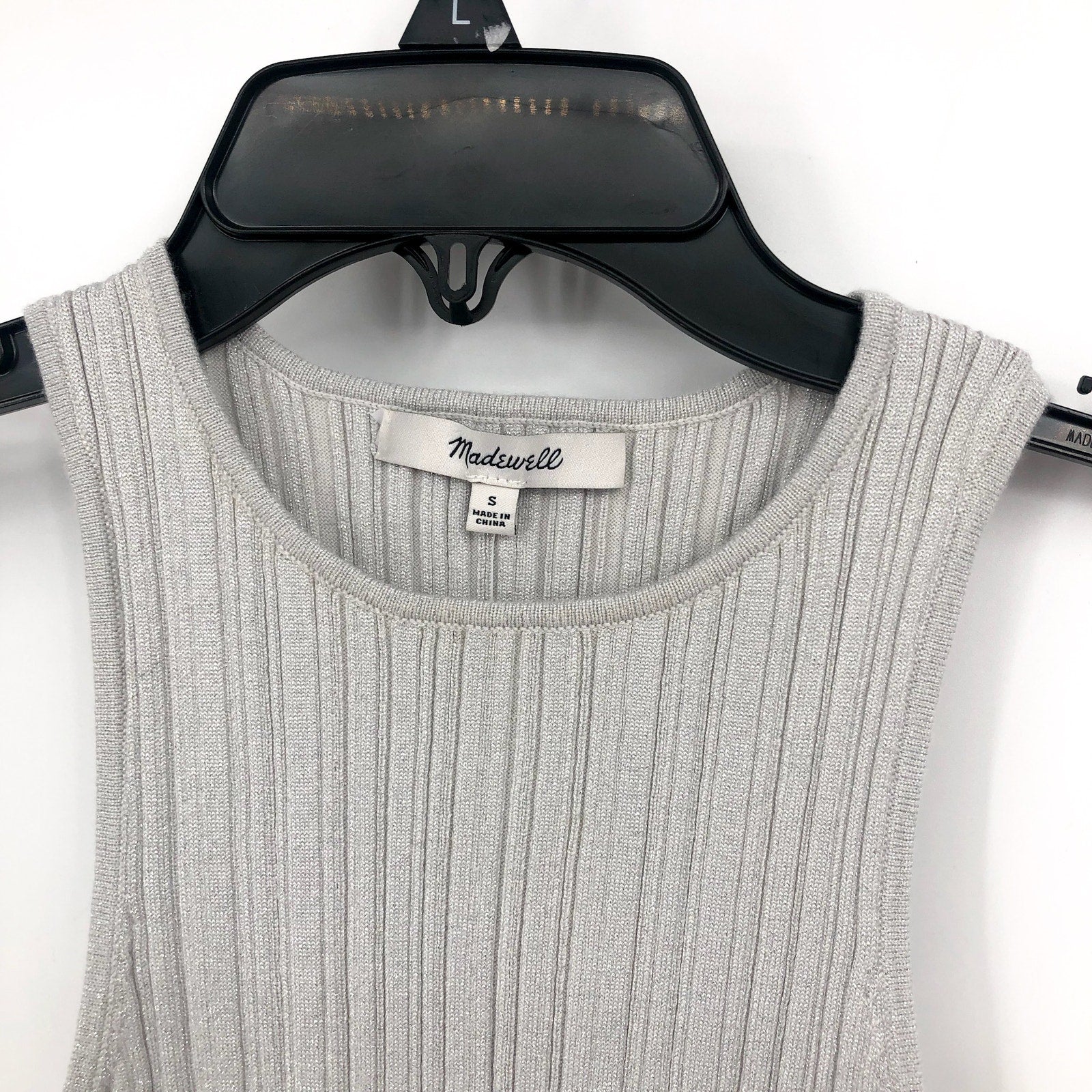 MADEWELL Signature Shimmer Cutaway Sweater Tank Small Silver Vapor NO048 NWT