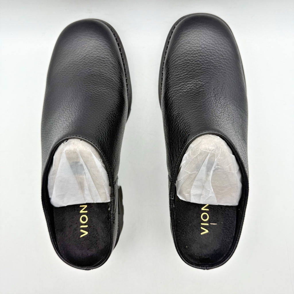Vionic Womens Fairfax Clogs US 11M EU 42 Black Leather Slip On NIB
