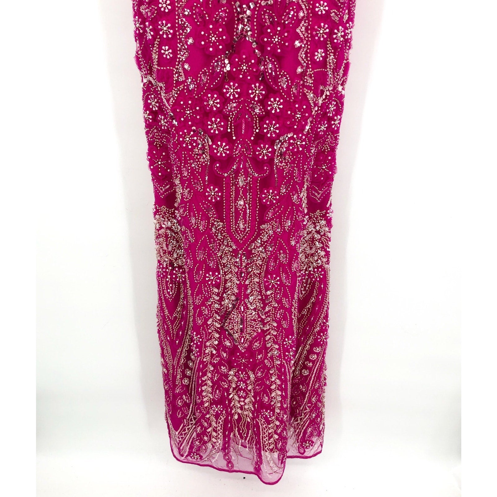 DRESS THE POPULATION Tyra Sequin Mermaid Gown XS Bright Fuchsia Pink NWT