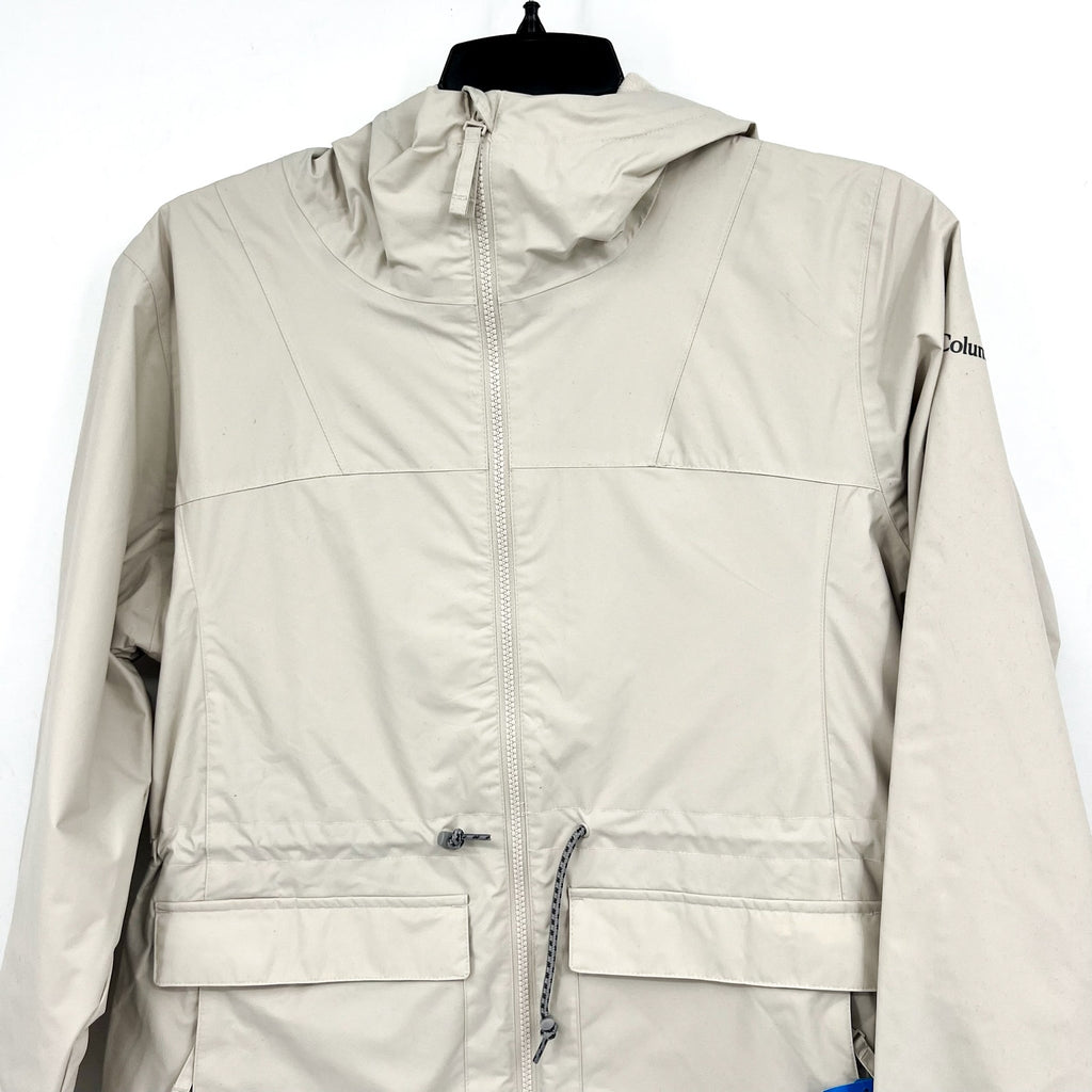 COLUMBIA Women Sweet Creek II Lined Rain Jacket Large Dark Stone Waterproof NWT