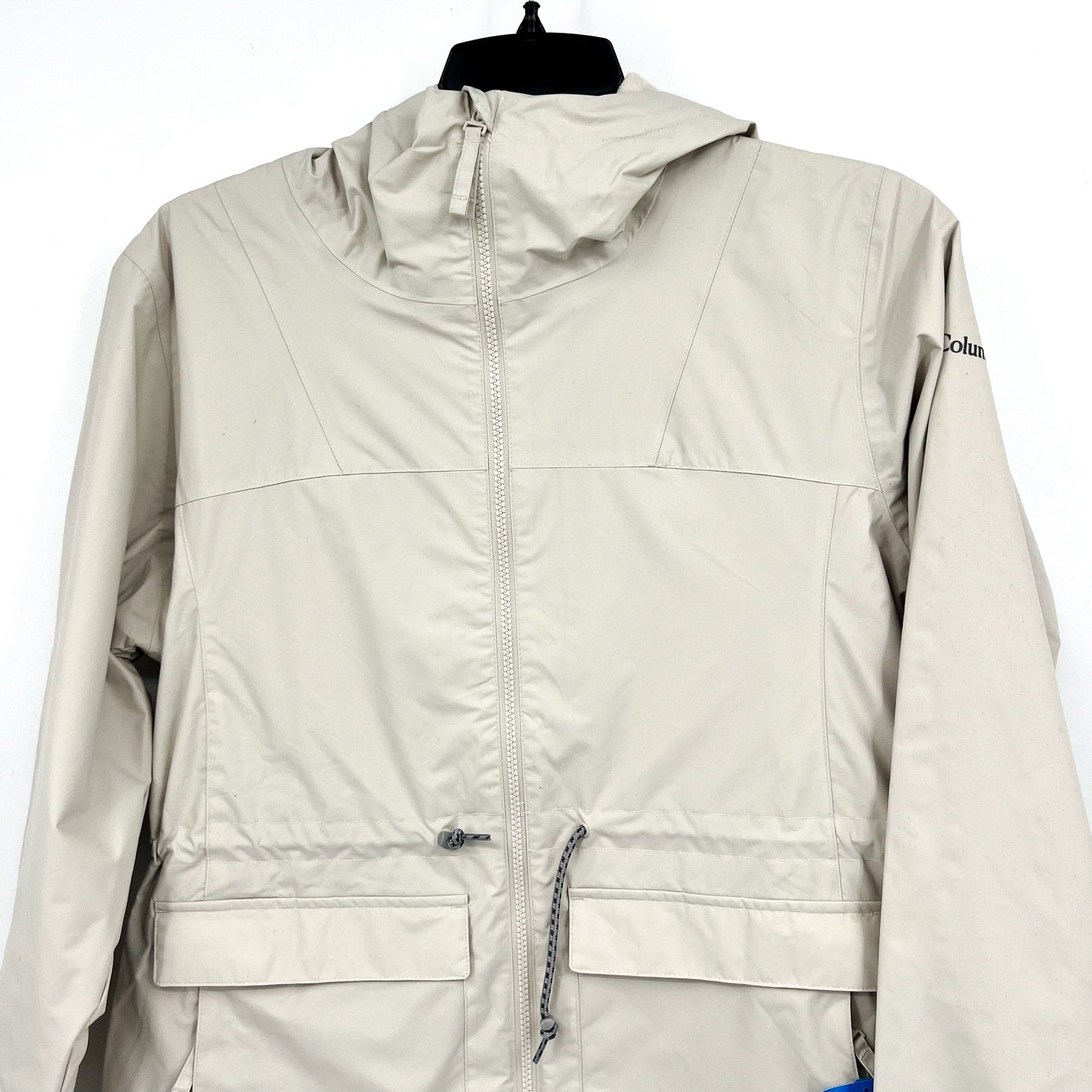 COLUMBIA Women Sweet Creek II Lined Rain Jacket Large Dark Stone Waterproof NWT